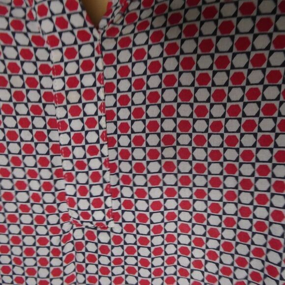 Lucky Brand Sleeveless Popover Blouse Stop Sign Polka Dot Print Geometric Large - Picture 4 of 7